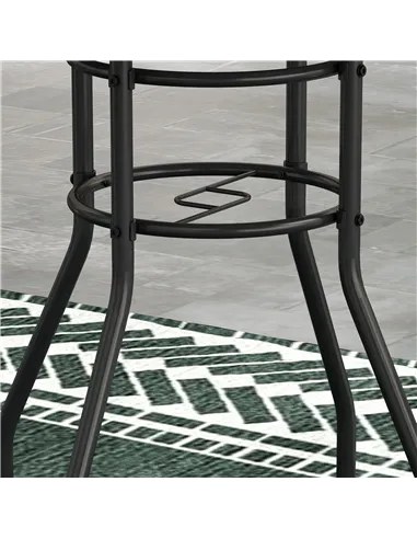 Outsunny Φ60 Garden Table, with Glass Printed Tabletop - Multicolour