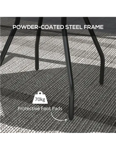 Outsunny Φ60 Garden Table, with Glass Printed Tabletop - Brown