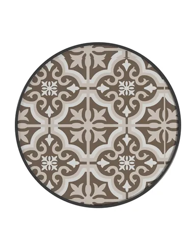 Outsunny Φ60 Garden Table, with Glass Printed Tabletop - Brown