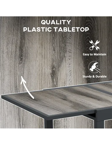 Outsunny Extending Garden Table, Outdoor Dining Table for 6, Aluminium Frame Rectangular Patio Table with Plastic Board Tabletop