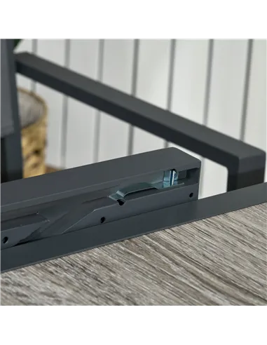 Outsunny Extending Garden Table, Outdoor Dining Table for 6, Aluminium Frame Rectangular Patio Table with Plastic Board Tabletop