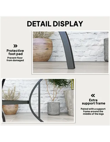 Outsunny 94 x 94 cm Garden Table with Parasol Hole, Outdoor Dining Garden Table for Four with Slatted Metal Plate Top, Dark Grey