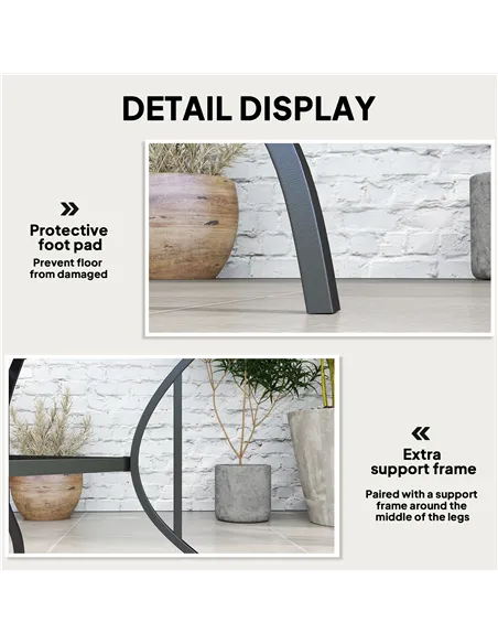 Outsunny 94 x 94 cm Garden Table with Parasol Hole, Outdoor Dining Garden Table for Four with Slatted Metal Plate Top, Dark Grey