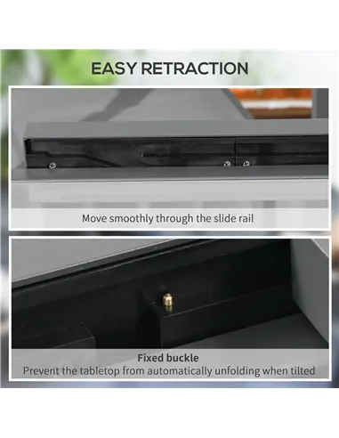Outsunny Extending Garden Table, Outdoor Dining Table with Aluminium Frame and Tempered Glass Tabletop, 80/160 x 80 x 75 cm, Bla
