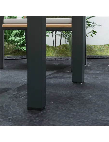 Outsunny Extending Garden Table, Outdoor Dining Table with Aluminium Frame and Tempered Glass Tabletop, 80/160 x 80 x 75 cm, Bla
