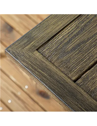 Outsunny Six-Seater Steel Garden Table, with ⌀41mm Parasol Hole - Wood-Effect