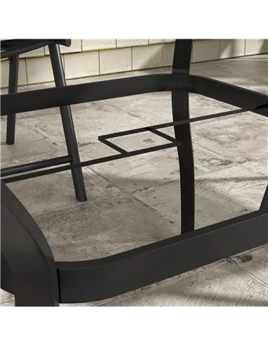 Outsunny Four-Seater Steel Garden Table, with Parasol Hole - Grey/Black