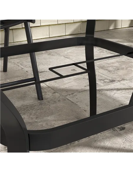 Outsunny Four-Seater Steel Garden Table, with Parasol Hole - Grey/Black
