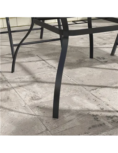 Outsunny Four-Seater Steel Garden Table, with Parasol Hole - Grey/Black