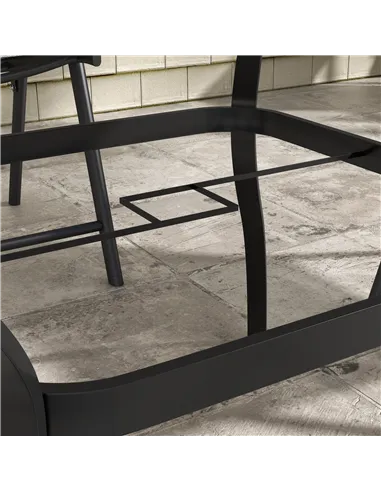 Outsunny Four-Seater Steel Garden Table, with Parasol Hole - Brown/Black