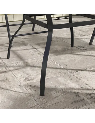 Outsunny Four-Seater Steel Garden Table, with Parasol Hole - Brown/Black