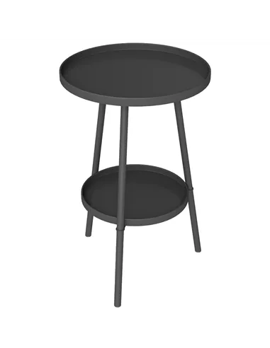 Outsunny Two-Tier Metal Garden Table - Black