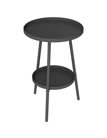 Outsunny Two-Tier Metal Garden Table - Black