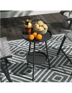 Outsunny Two-Tier Metal Garden Table - Black 2