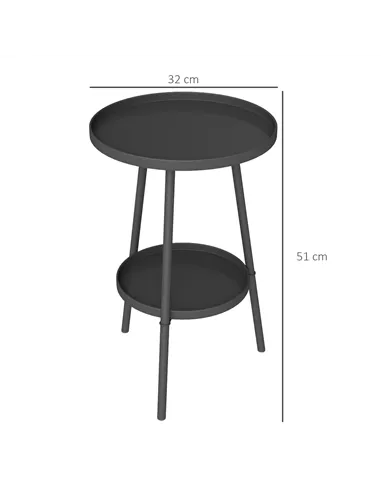 Outsunny Two-Tier Metal Garden Table - Black