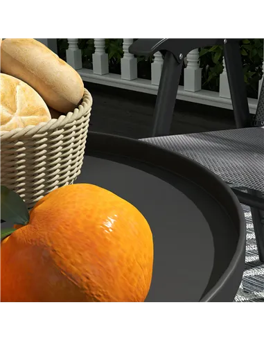 Outsunny Two-Tier Metal Garden Table - Black