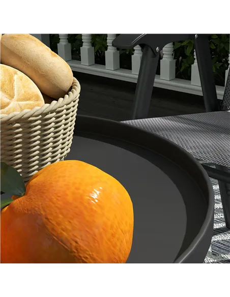 Outsunny Two-Tier Metal Garden Table - Black