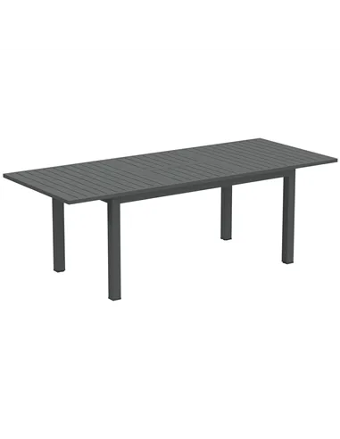 Outsunny Aluminium Extending Garden Table with Slatted Top for 6-8 Person, 160/220 x 90 x 73 cm, Grey