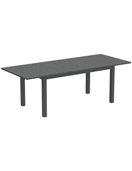 Outsunny Aluminium Extending Garden Table with Slatted Top for 6-8 Person, 160/220 x 90 x 73 cm, Grey