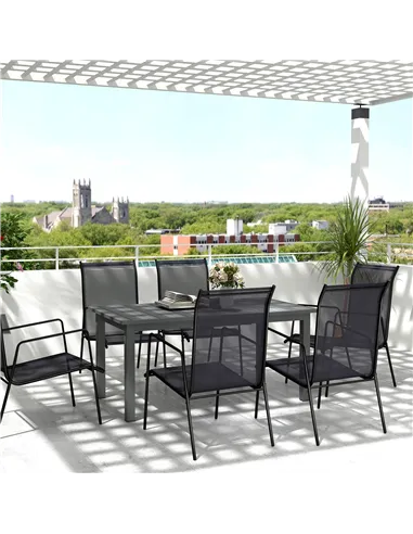 Outsunny Aluminium Extending Garden Table with Slatted Top for 6-8 Person, 160/220 x 90 x 73 cm, Grey