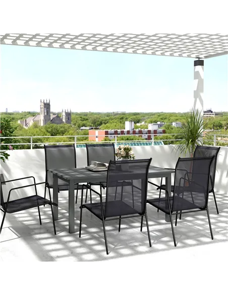 Outsunny Aluminium Extending Garden Table with Slatted Top for 6-8 Person, 160/220 x 90 x 73 cm, Grey