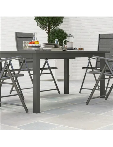 Outsunny Aluminium Extending Garden Table with Slatted Top for 6-8 Person, 160/220 x 90 x 73 cm, Grey