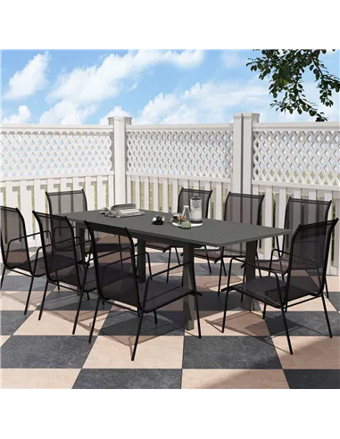 Outsunny Aluminium Extending Garden Table with Slatted Top for 6-8 Person, 160/220 x 90 x 73 cm, Grey