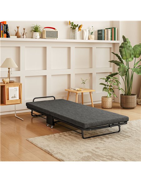 HOMCOM Single Temporary Folding Bed - Grey
