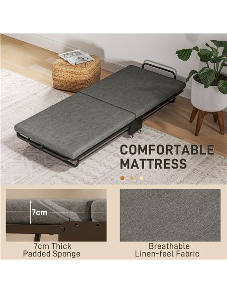 HOMCOM Single Temporary Folding Bed - Grey