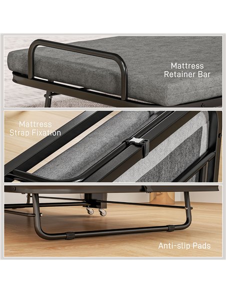 HOMCOM Single Temporary Folding Bed - Grey