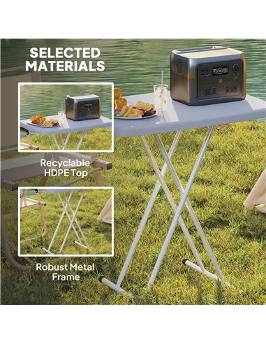 Outsunny Minimal Folding Outdoor Table - Grey/White