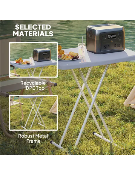 Outsunny Minimal Folding Outdoor Table - Grey/White