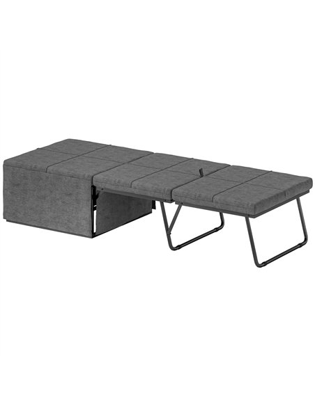 HOMCOM Folding Bed with Linen Sponge Mattress and Dust Cover, Foldable Guest Bed Compact Single Bed with Metal Frame, 69 x 181.5