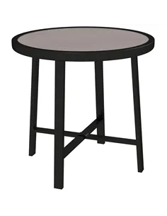Outsunny Round Small Garden Table, 50.5cm Outdoor Side Table with SPC Tabletop, Metal Frame and Anti-slip Foot Pads for Garden, 
