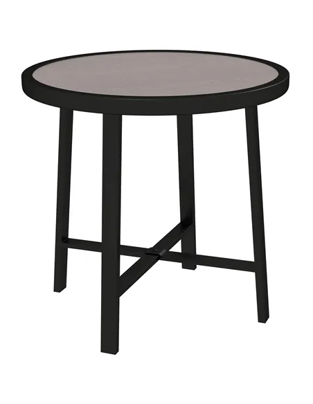 Outsunny Round Small Garden Table, 50.5cm Outdoor Side Table with SPC Tabletop, Metal Frame and Anti-slip Foot Pads for Garden, 