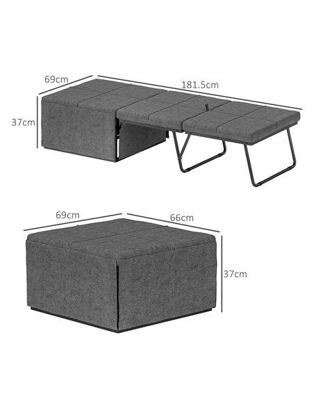 HOMCOM Folding Bed with Linen Sponge Mattress and Dust Cover, Foldable Guest Bed Compact Single Bed with Metal Frame, 69 x 181.5