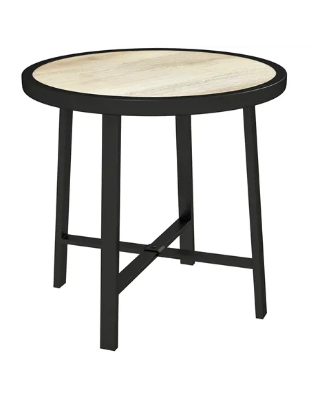 Outsunny Round Small Garden Table, 50.5cm Outdoor Side Table with SPC Tabletop, Metal Frame and Anti-slip Foot Pads for Garden, 