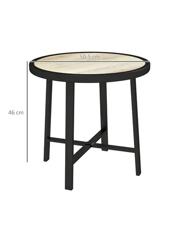 Outsunny Round Small Garden Table, 50.5cm Outdoor Side Table with SPC Tabletop, Metal Frame and Anti-slip Foot Pads for Garden, 
