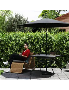 Outsunny Square Garden Dining Table with Tempered Glass Top & Umbrella Hole, 100 x 100 cm 2