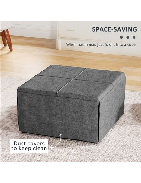 HOMCOM Folding Bed with Linen Sponge Mattress and Dust Cover, Foldable Guest Bed Compact Single Bed with Metal Frame, 69 x 181.5