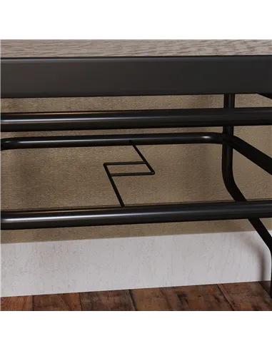 Outsunny Square Garden Dining Table with Tempered Glass Top & Umbrella Hole, 100 x 100 cm