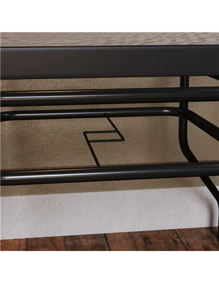 Outsunny Square Garden Dining Table with Tempered Glass Top & Umbrella Hole, 100 x 100 cm