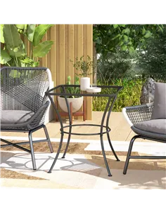 Outsunny 60cm Square Garden Table, Outdoor Metal Bistro Side Desk with Mesh Top, Black 2