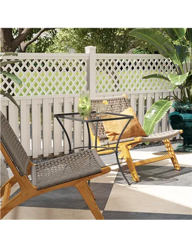 Outsunny 60cm Square Garden Table, Outdoor Metal Bistro Side Desk with Mesh Top, Black