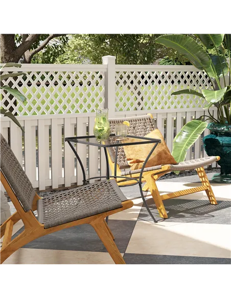 Outsunny 60cm Square Garden Table, Outdoor Metal Bistro Side Desk with Mesh Top, Black