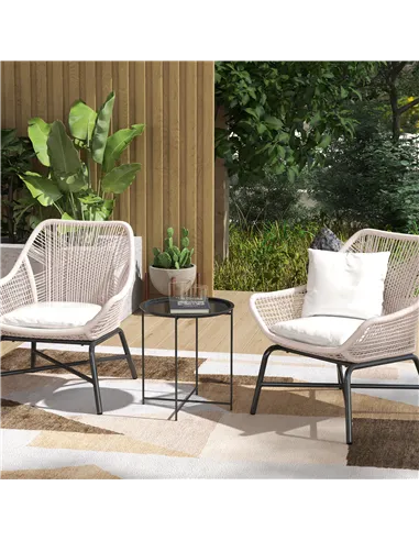 Outsunny Steel Removable Tray Top Garden Table - Black