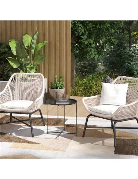 Outsunny Steel Removable Tray Top Garden Table - Black