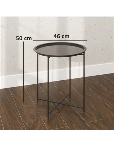 Outsunny Steel Removable Tray Top Garden Table - Black