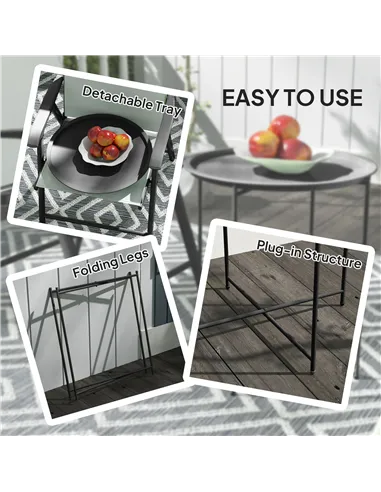 Outsunny Steel Removable Tray Top Garden Table - Black