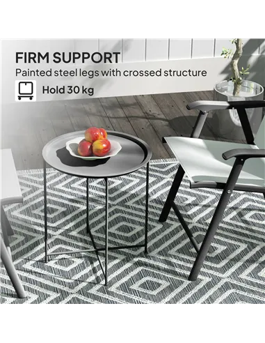 Outsunny Steel Removable Tray Top Garden Table - Black